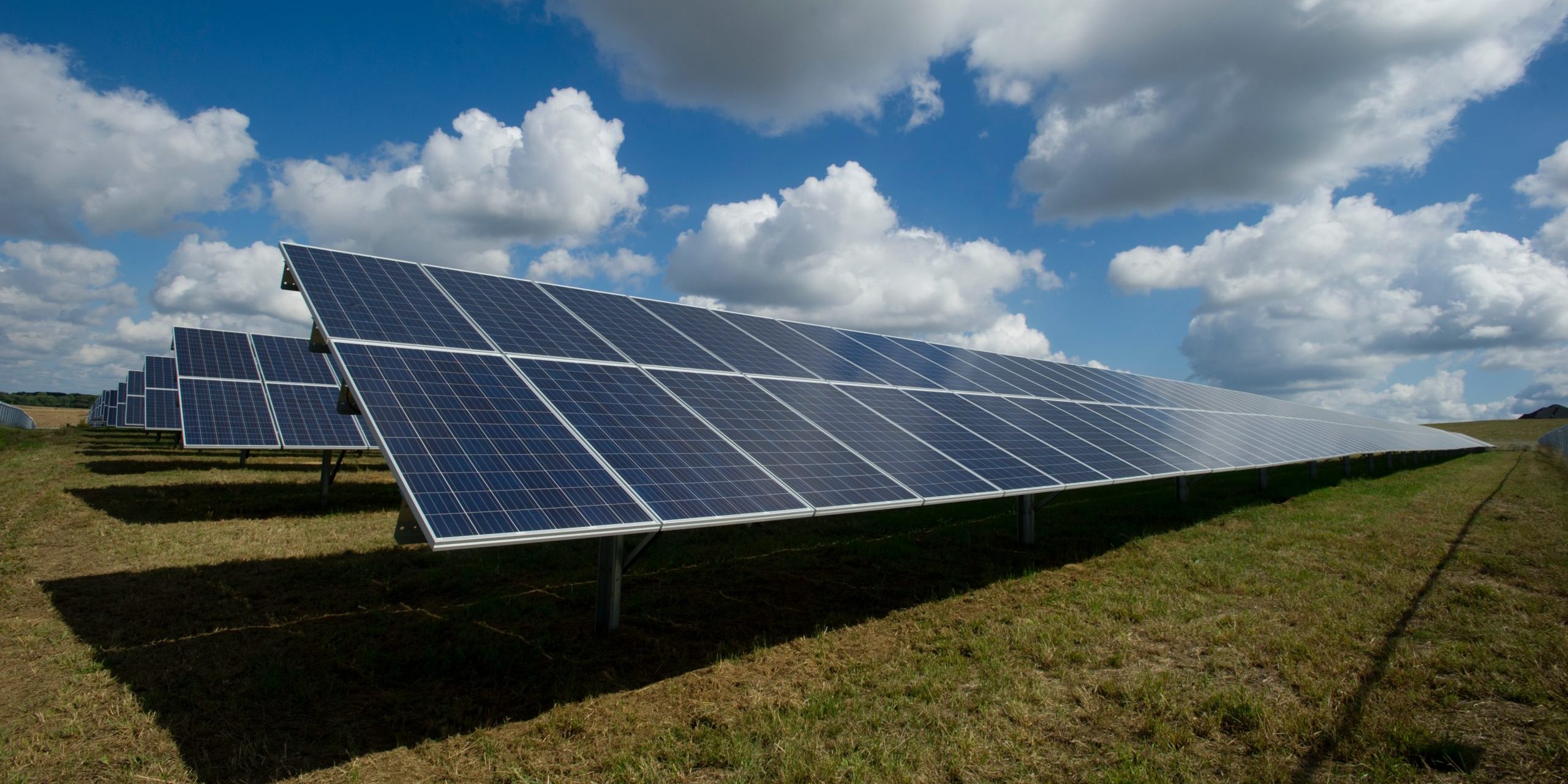 row of solar panels for energy industry