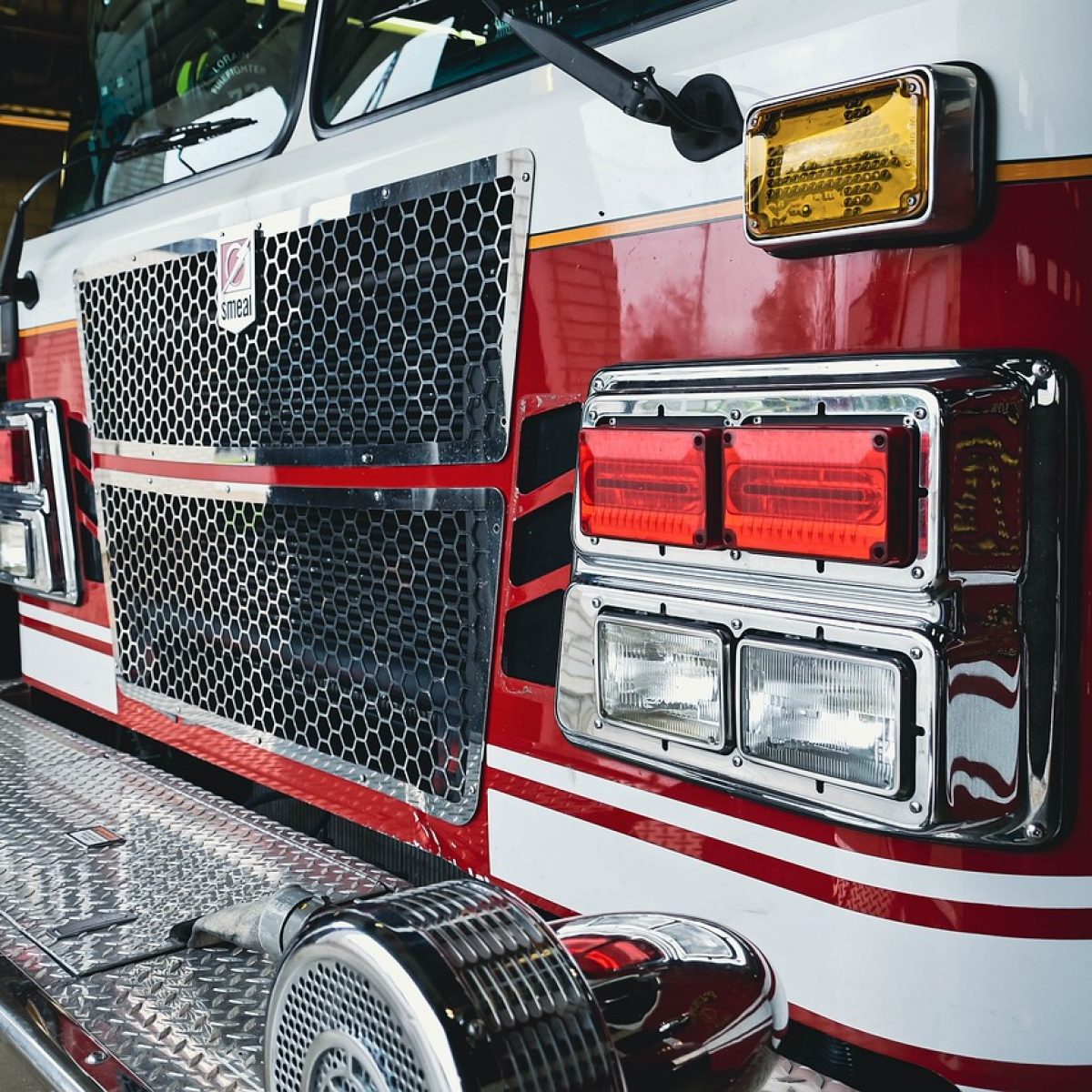 close up of the front of a fire truck